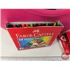 Image 3 : Arts & Crafts Lot : Chalk, Pencil Crayons, Paint Brushes, Wax Crayons, etc. (Bin Measures : 7"H x 13