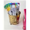Image 5 : Arts & Crafts Lot : Chalk, Pencil Crayons, Paint Brushes, Wax Crayons, etc. (Bin Measures : 7"H x 13