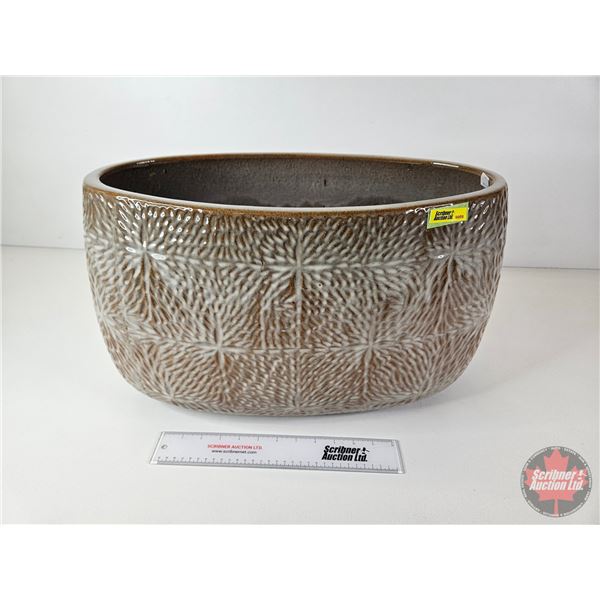 Large Terracotta Glazed Planter (Measures : 13"H x 21"W x 9"D)