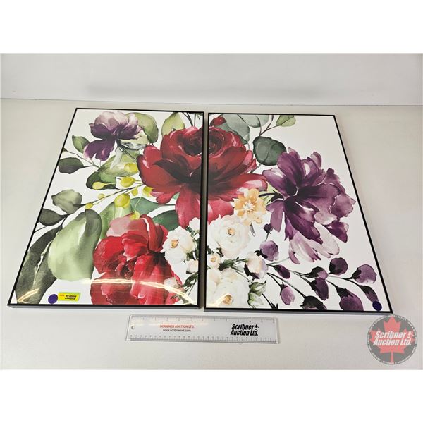 Framed Wall Art : Floral Design (Measures : 23-1/2"H x 15-3/4"D)