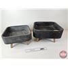 Image 1 : Concrete Stool Design Planters (2) (Largest Measures : 10-1/2"H x 17-1/2"W x 17-1/2"D)