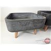 Image 2 : Concrete Stool Design Planters (2) (Largest Measures : 10-1/2"H x 17-1/2"W x 17-1/2"D)
