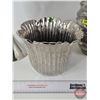 Image 3 : Chrome Finished Trio : Vases (2) & Pedestal Dish (Tallest Measures : 19-1/2"H)