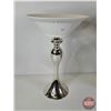 Image 4 : Chrome Finished Trio : Vases (2) & Pedestal Dish (Tallest Measures : 19-1/2"H)