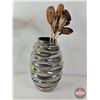 Image 6 : Chrome Finished Trio : Vases (2) & Pedestal Dish (Tallest Measures : 19-1/2"H)