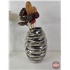 Image 7 : Chrome Finished Trio : Vases (2) & Pedestal Dish (Tallest Measures : 19-1/2"H)