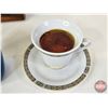 Image 3 : Coffee Décor : Framed Canvas, Coffee Cups (2), Faux Hot Chocolate & Tea  (Note : Tea Cup Repaired) (