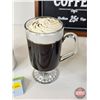 Image 6 : Coffee Décor : Framed Canvas, Coffee Cups (2), Faux Hot Chocolate & Tea  (Note : Tea Cup Repaired) (