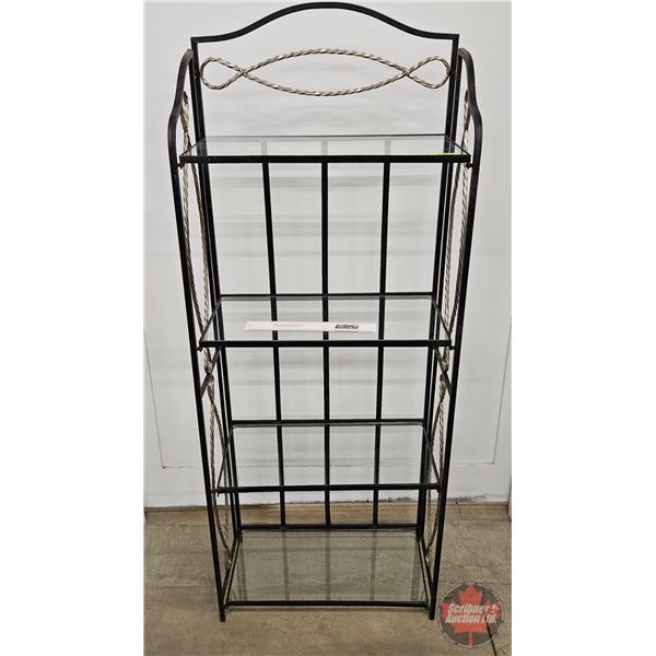 Metal Display Shelving Unit w/Glass Shelves (Measures : 63"H x 24-1/4"W x 12-1/2"D)