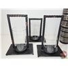 Image 2 : Black Home Décor : Candle Holders (3), Vases (2) & Chalk Bottle  (Vase Measures : 14"H)