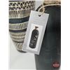 Image 4 : Black Home Décor : Candle Holders (3), Vases (2) & Chalk Bottle  (Vase Measures : 14"H)