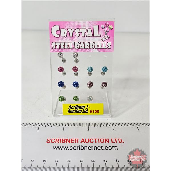 Store Piercing Display w/Product : Crystal Steel Barbells (13)