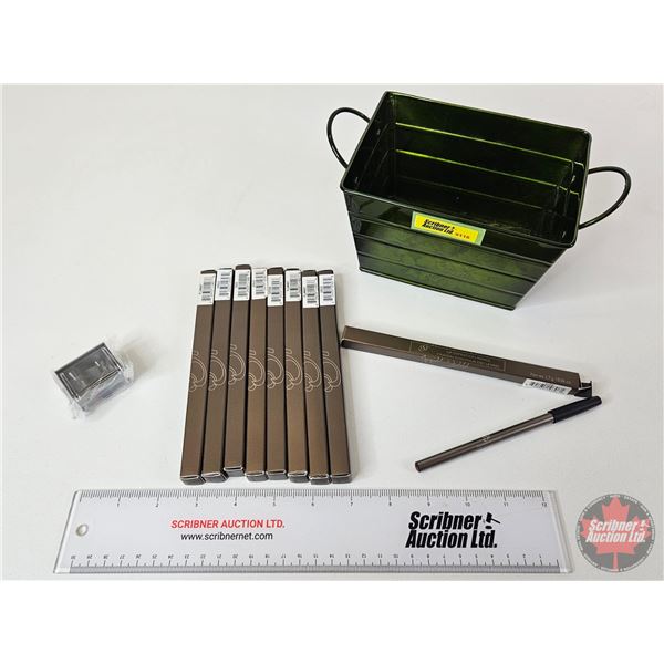 SST Cosmetics Lip & Eye Definition Pencils (10) w/Green Basket