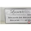 Image 2 : Metal Framed Canvas Wall Art : "Love your life, be happy, keep smiling…" (Measures : 15"H x