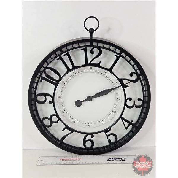 Large Wall Clock (Batt Op) : Metal Frame/See Through (Measures : 14-3/4"Dia)