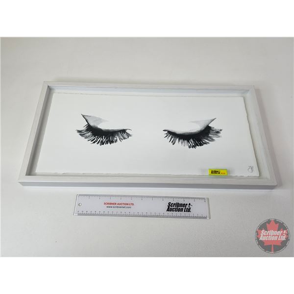 Framed Eyelash Motif Wall Art  (Measures : 12"H x 24"W x 1-1/2"D)