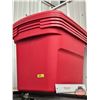 Image 1 : Storage Totes (Red) (4) (Measures : 15-1/2"H x 16-1/2"W x 17"D)