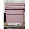 Image 1 : Storage Totes (Pink/Grey) (6) (Measures : 15-1/2"H x 16-1/2"W x 17"D)