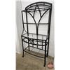 Image 2 : Rolling Metal Wine Rack w/Glass Shelves (Measures : 70"H x 35"W x 17-3/4"D)