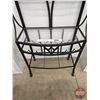 Image 5 : Rolling Metal Wine Rack w/Glass Shelves (Measures : 70"H x 35"W x 17-3/4"D)