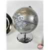 Image 2 : Chrome Themed Décor : Globe, Plates, Cotton Pad Holders & Candle Holder (Globe : 9"H)