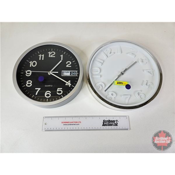 Wall Clocks (2) (Batt Op) (Largest Measures : 11-1/4"Dia)