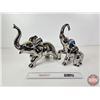 Image 1 : Mirrored Chrome Ceramic Elephant Sculptures (Largest : 11-1/2"H)