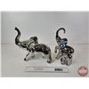 Image 2 : Mirrored Chrome Ceramic Elephant Sculptures (Largest : 11-1/2"H)