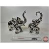 Image 4 : Mirrored Chrome Ceramic Elephant Sculptures (Largest : 11-1/2"H)