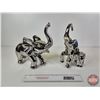 Image 5 : Mirrored Chrome Ceramic Elephant Sculptures (Largest : 11-1/2"H)