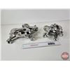 Image 6 : Mirrored Chrome Ceramic Elephant Sculptures (Largest : 11-1/2"H)