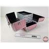 Image 2 : Portable Make-Up Train Case (Pink) (Measures : 9-1/2"H x 14-1/2"W x 7-1/2"D)
