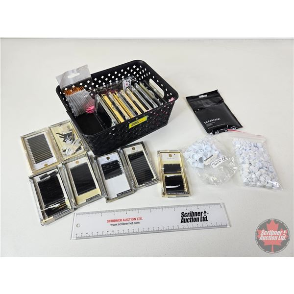 Eyelash Extension Supplies : Lashes (17 Packs), Glue Rings, Spoolies & Flocked Applicators