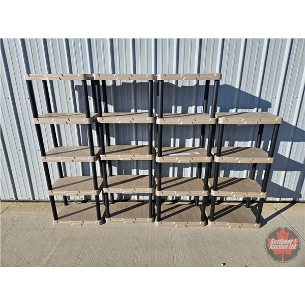Plastic Shelving (4)  (Tallest : 62"H x 21-1/2"W x 13-1/2"D)