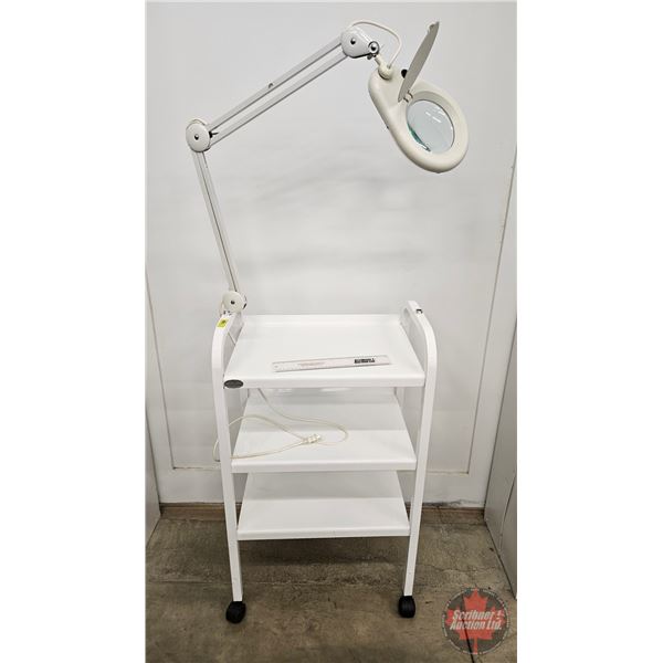 Esthetician Rolling Cart w/Magnifying Lamp  (Cart Measures : 37-1/2"H x 22"W x 13-1/2"D)