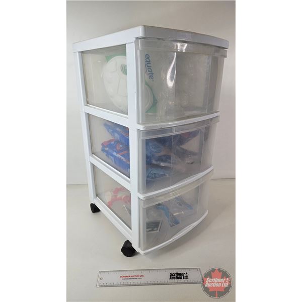 Plastic Rolling Organizer w/Contents  (Cotton Pads, Mop Heads, Disposable Shot Glasses, Spray Nozzle