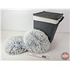 Image 1 : Laundry Basket w/Throw Pillows (2) (Basket Measures : 19-1/2"H x 14"W x 14"D)