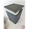 Image 4 : Laundry Basket w/Throw Pillows (2) (Basket Measures : 19-1/2"H x 14"W x 14"D)