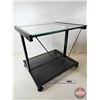 Image 3 : Glass Top Metal Rolling Stand  (Measures : 22-1/2"H x 24"W x 19-1/2"D)