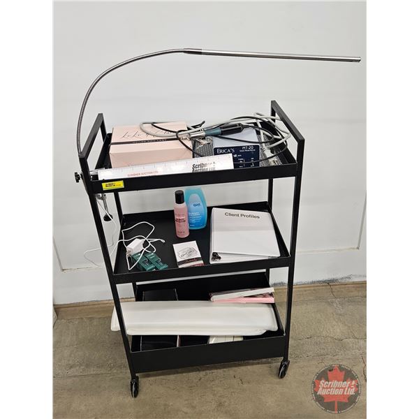 Nail Tech Cart w/Contents!!! Including : - Erica's M20 Nail Drill - Koko & Clair UV LED Nail Lamp - 
