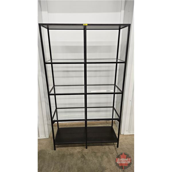 Double IKEA VITTSJÖ Shelf Unit w/Black Metal Frame & Glass Shelves  (Measures : 69"H x 39-1/4"W x 14