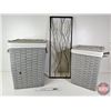 Image 1 : Laundry Bins (2) & Metal Wall Art  (Large Bin Measures : 22"H x 13-1/2"W x 13-1/2"D)