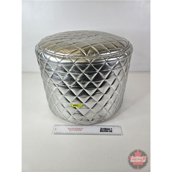 Chrome Metallic Ottoman (Measures : 13-1/2"H x 16-1/2"Dia)