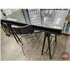 Image 2 : Counter Height Industrial Glass Top Desk c/w Tall Chair (Measures : 39"H x 55"W x 27-1/2"D)