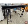 Image 5 : Counter Height Industrial Glass Top Desk c/w Tall Chair (Measures : 39"H x 55"W x 27-1/2"D)