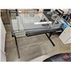 Image 4 : Glass Top Office Desk w/Pull Out Keyboard Tray (Metal Frame) c/w Leather Office Chair  (Desk Measure