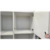 Image 4 : White Lockable Storage Cupboard w/Mirror & Bottom Hopper Drawer  (Measures : 67-1/4"H x 26"W x 13"D)
