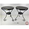 Image 1 : Black Tin Pedestal Side Tables (2) (Measures : 25-3/4"H x 19-1/4"Dia)