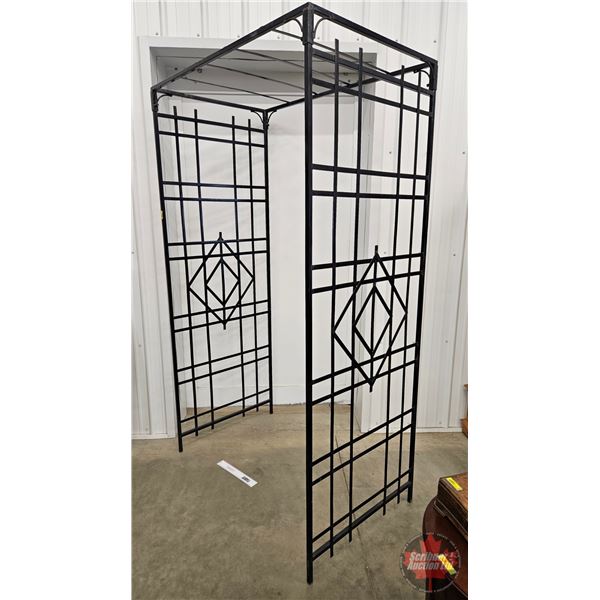 Black Metal Flatbar Lattice Arbor  (Measures : 85"H x 48-1/2"W x 30"D)