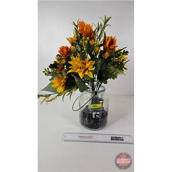 Silk Flowers in "Dream" Jar (Jar 8"H)